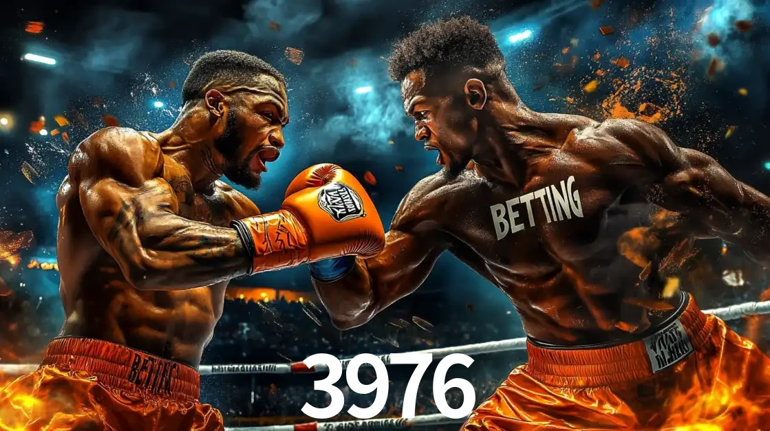 Dois boxeadores em uma luta intensa e explosiva, representando a adrenalina e as oportunidades de apostas em esportes de combate disponíveis na plataforma 3976.