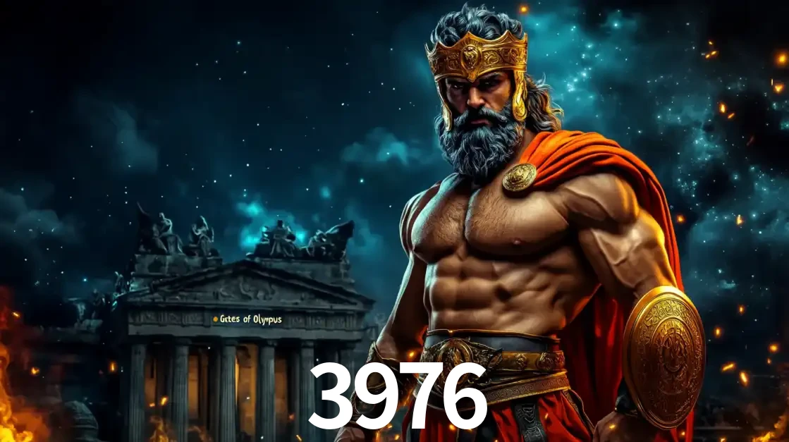 O poderoso Zeus do jogo de slot Gates of Olympus em frente ao seu templo, pronto para lançar multiplicadores divinos e prêmios épicos no cassino online 3976.